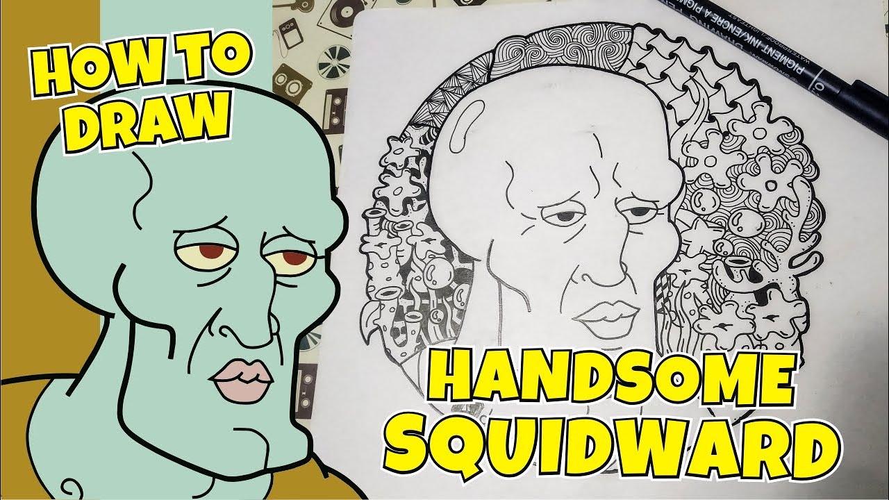 How To Draw Handsome Squidward from SpongeBob SquarePants with Doodle Style