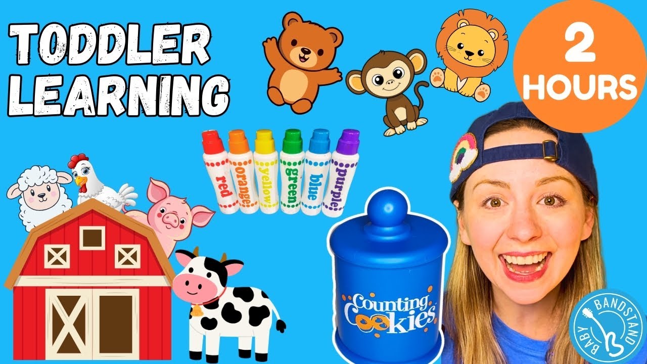 Toddler Learning TWO HOURS with Ms  Alyssa - Colors, Farm Animals, First Words and More!