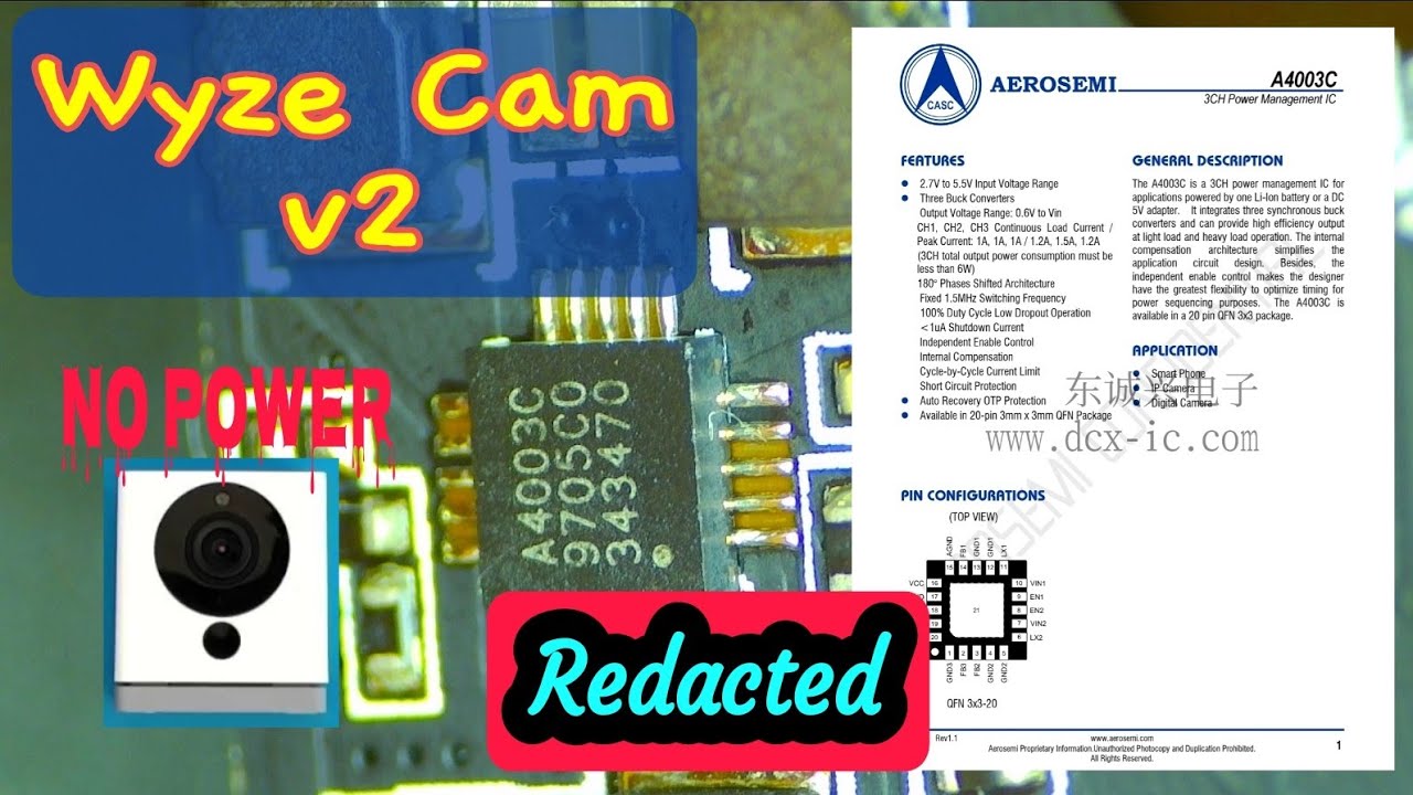 33.r Wyze Cam v2 - No Power Repair Attempt (Redacted)