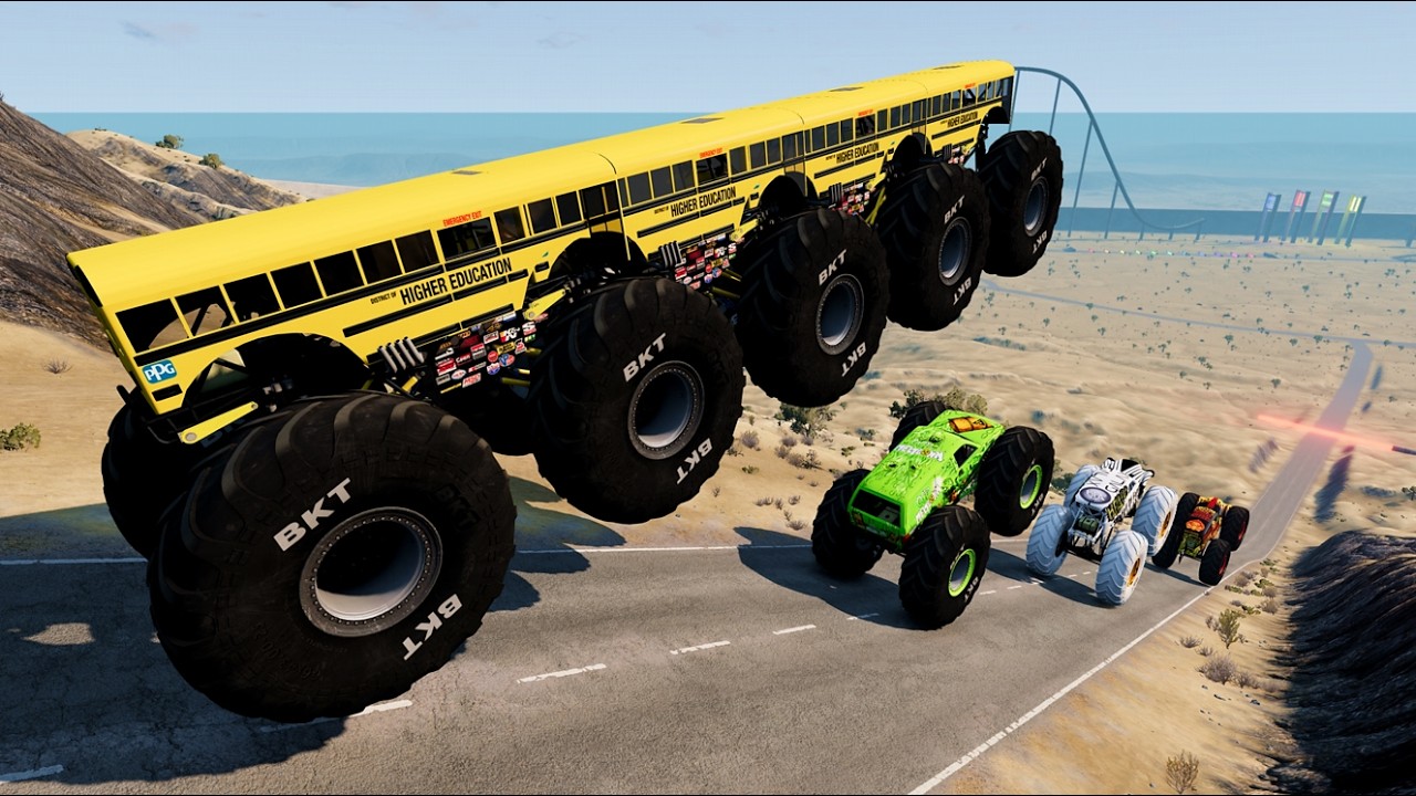 Epic High Speed monster trucks Car Jumps #67 in BeamNG Drive