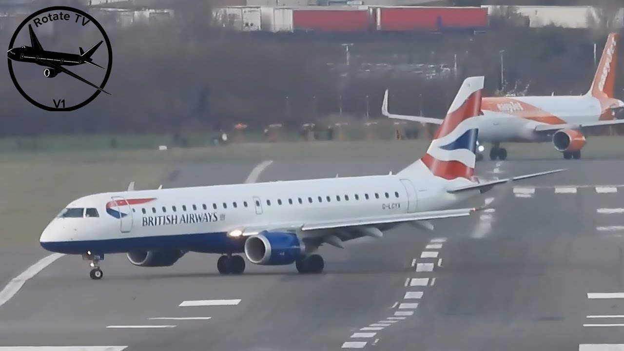 British Airways Embraer E190SR Reg G-LCYK Landing At Birmaingham Airport