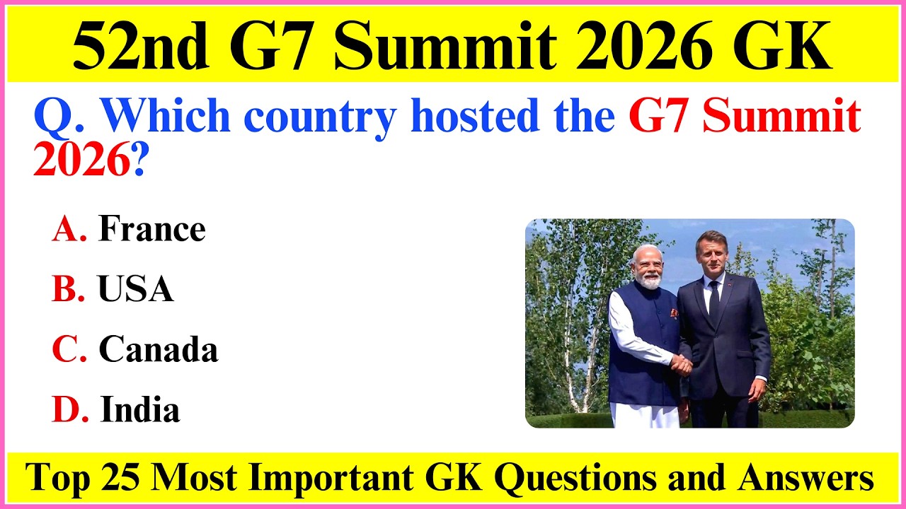 G7 Summit 2026 Current Affairs | Important Summits & Conferences 2026 | G7 Summit 2026 | MCQ MASTERY