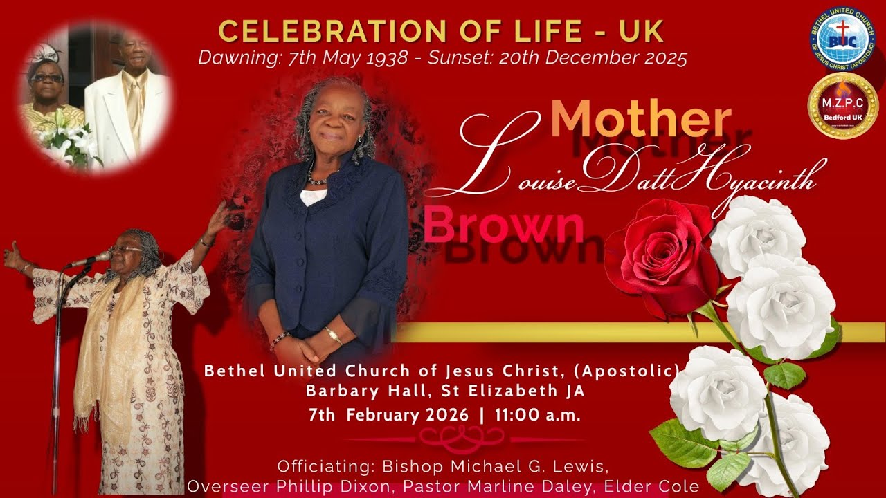 Bethel United Church (Apostolic) Barbary Hall Homegoing Service for Louise Hyacinth Brown (Datt)