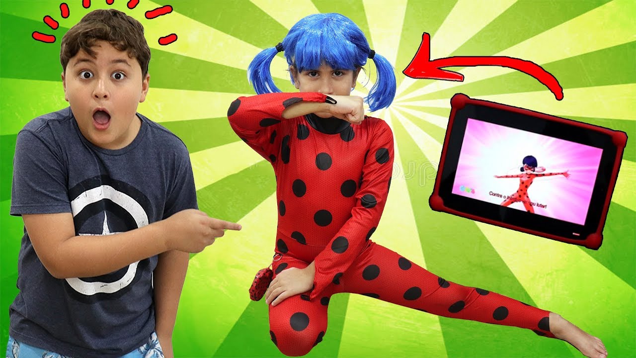 Maria Clara como Ladybug saltou do tablet e JP tenta ajudar