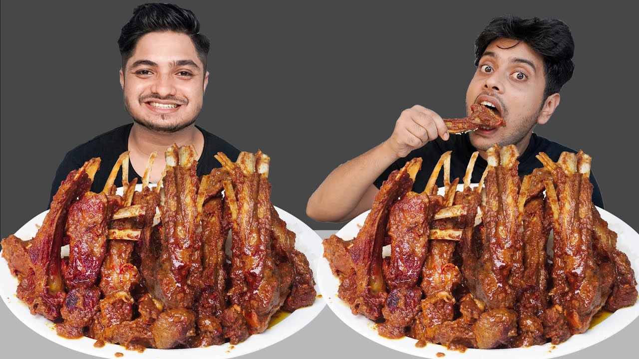 SPICY MUTTON CHAAP CURRY WITH  RICE EATING CHALLENGE | Spicy Mutton Eating Competition | Eating Show