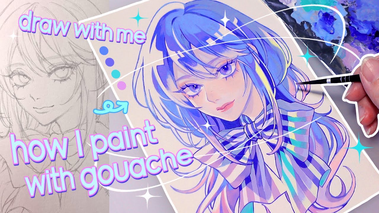 draw with me / how I paint with gouache.໒꒱ let’s paint my line art✰⋆