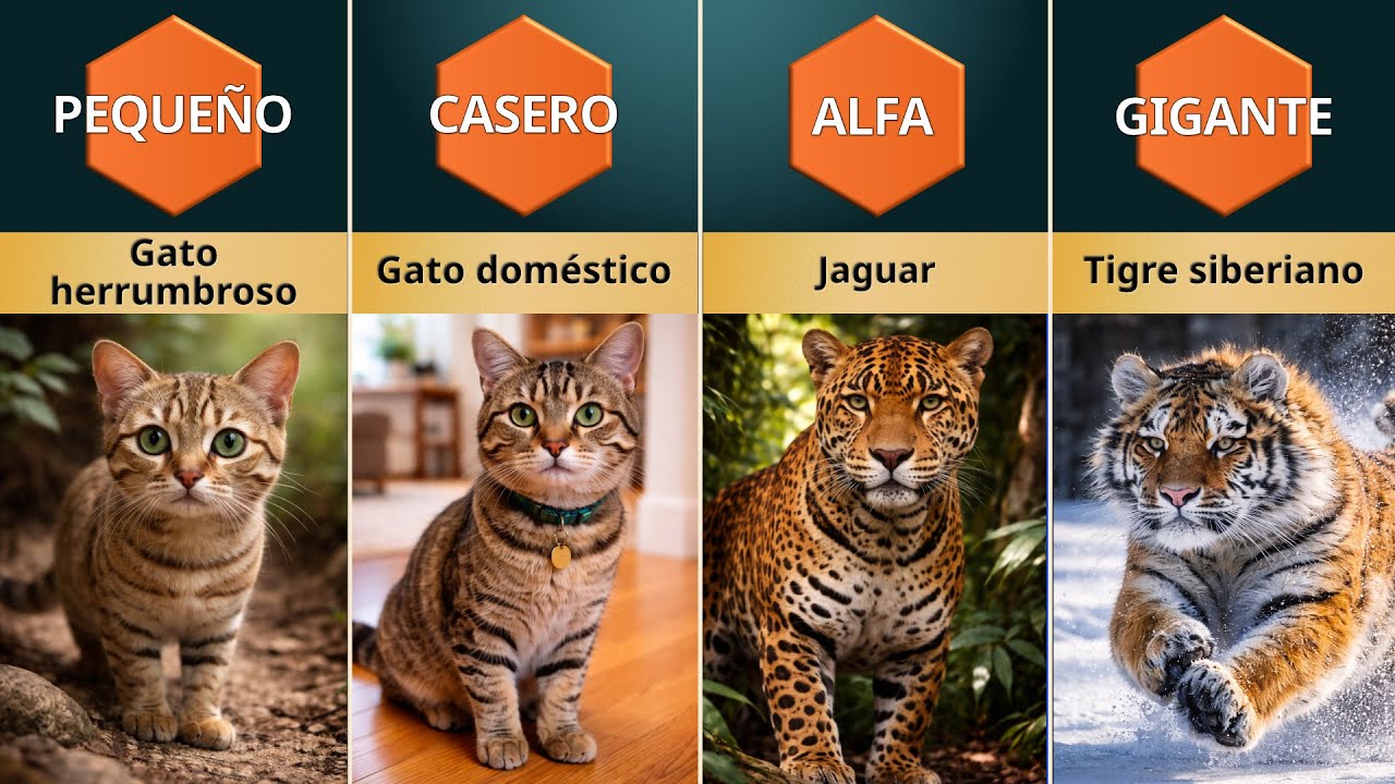 Los felinos del mundo de menor a mayor tamaño