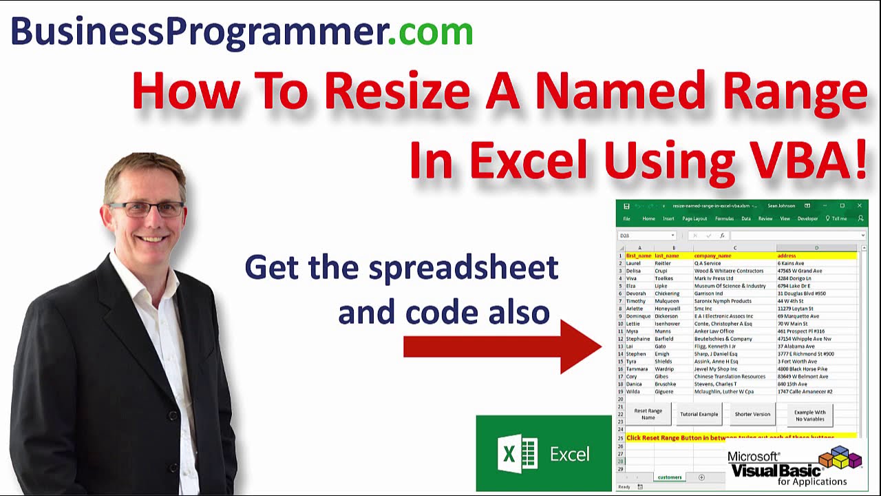Как изменить размер именованного диапазона в Excel VBA