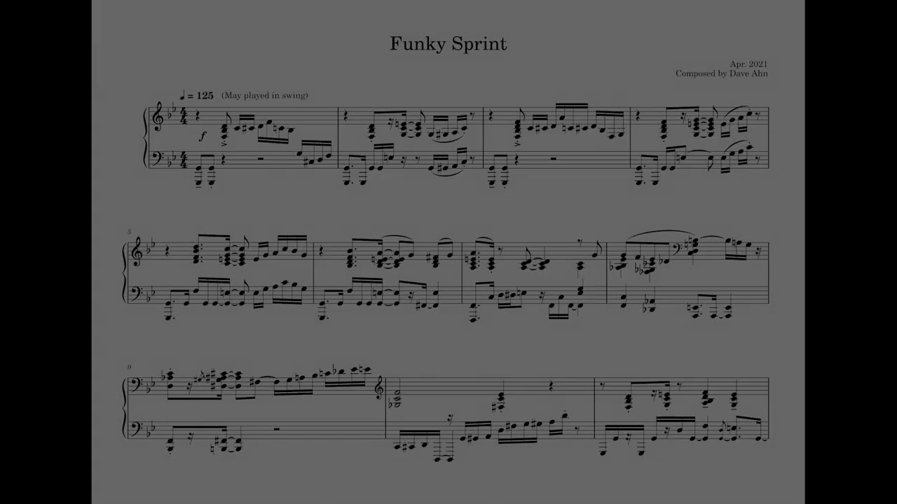 Funky Sprint / Jazz piano composition (Sheet music)