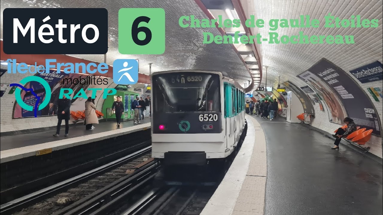 Metro 6 Ratp MP73 Le Trajet Entre Charles de Gaulle Etoile➡️ Denfert-Rochereau