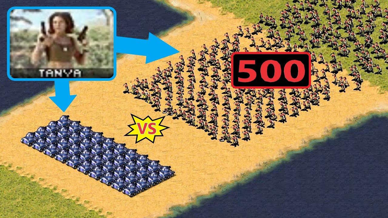 Tanya Army vs Tanya IFV's - 40 vs 500 - Red Alert 2