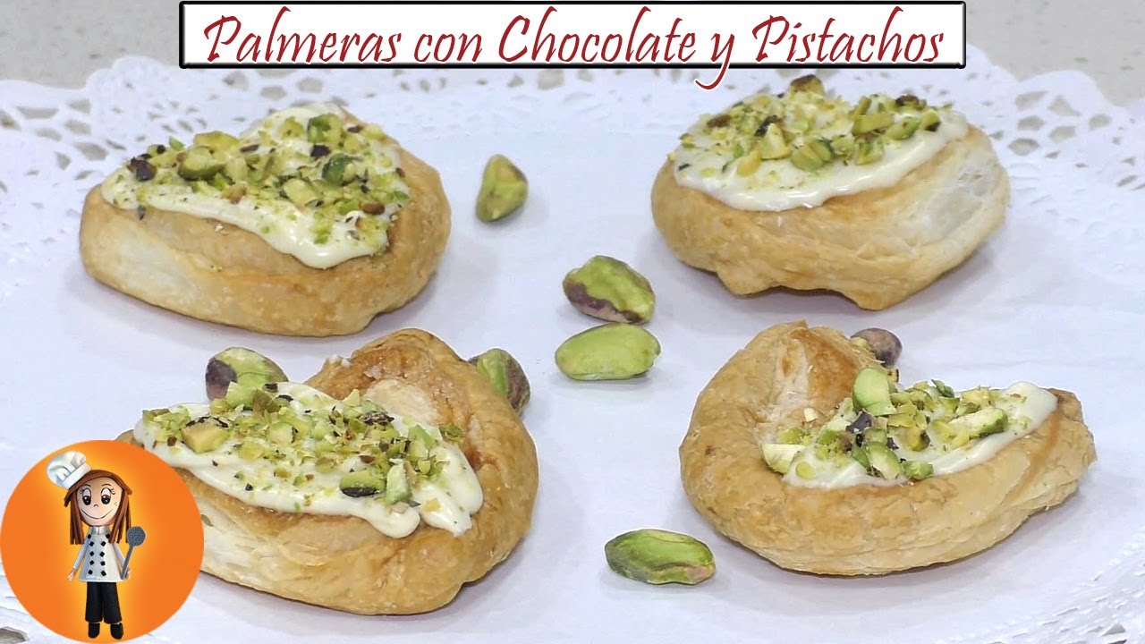 Palmeras de Hojaldre con Chocolate Blanco y Pistachos | Receta de Cocina en Familia
