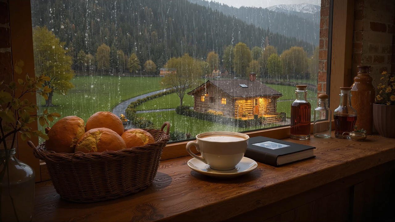 Warm Jazz Music & Rain on Windows for Reading, Studying ☔ Soothing Jazz Background Music