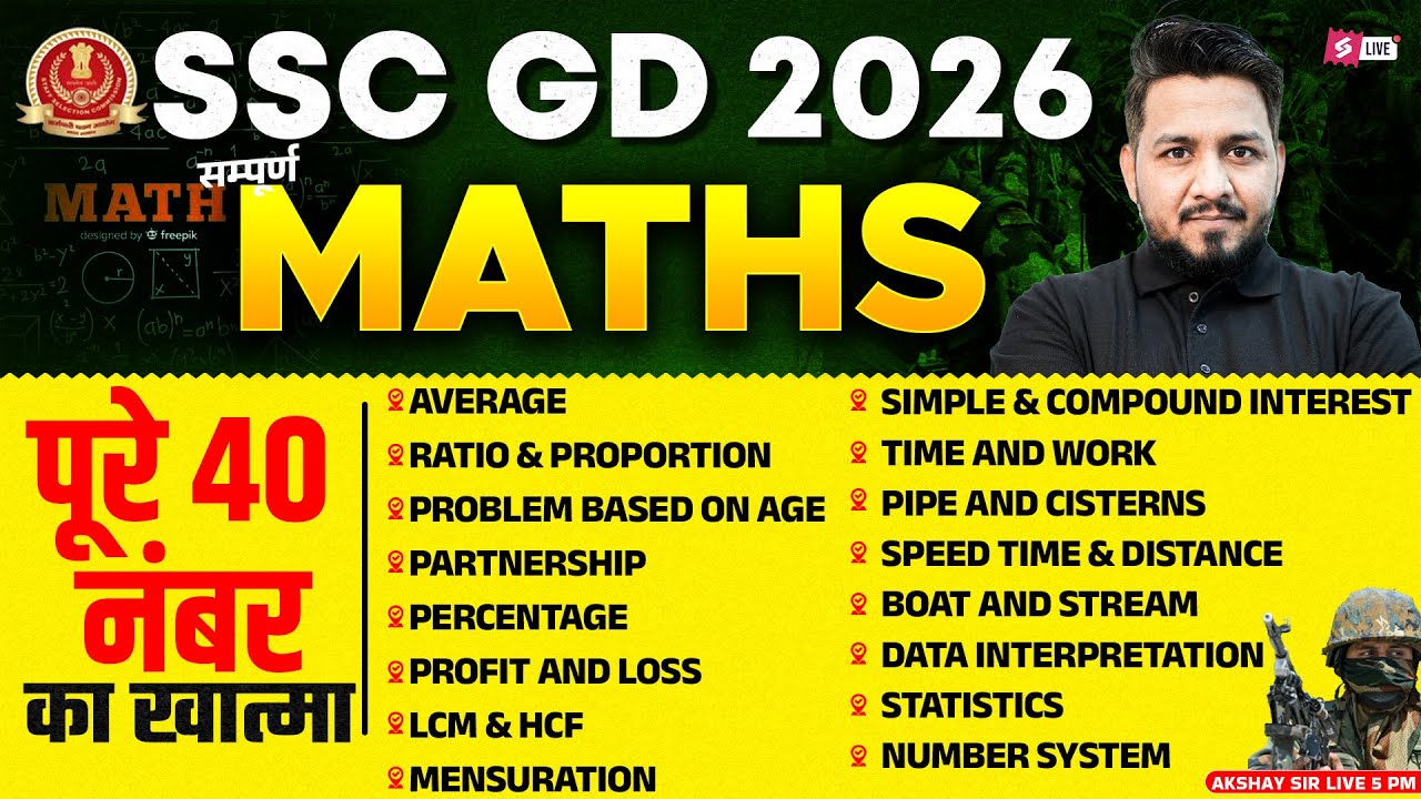 SSC GD Marathon Class 2026 | SSC GD Math Practice Set | SSC GD Math Marathon 2026 by Akshay Sir
