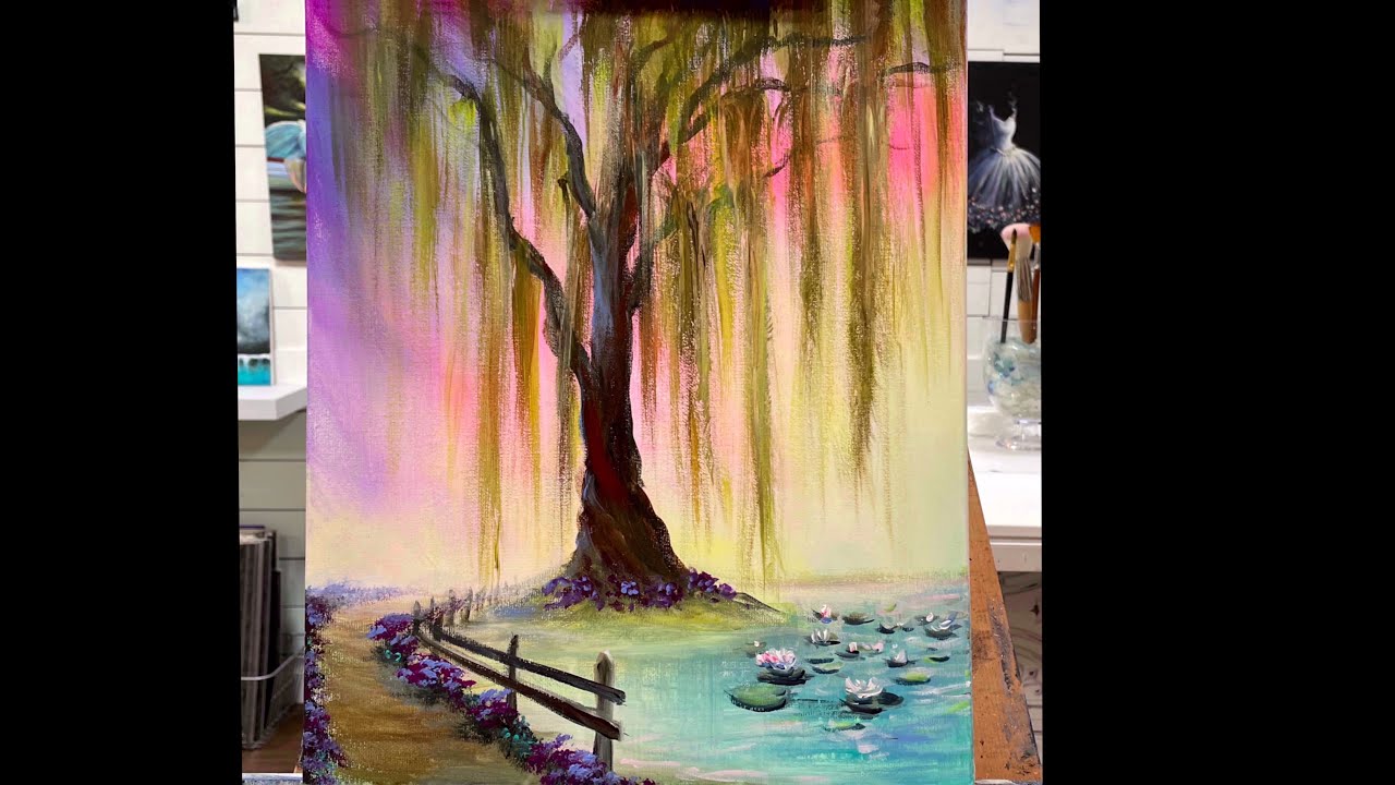 How To Paint Under The Willow Tree  #acrylic #painting #art