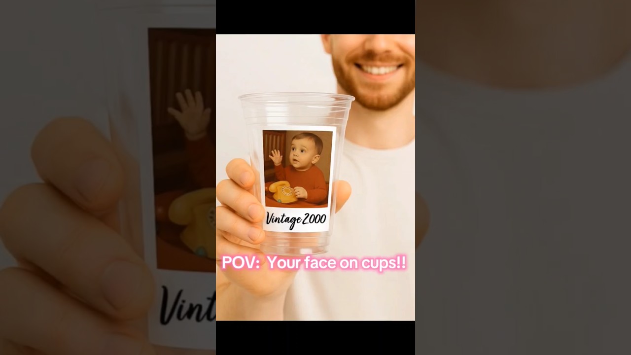 Custom Photo Cups 16oz | Personalized Plastic Party Cups with Text & Picture | Face Cups Birthday