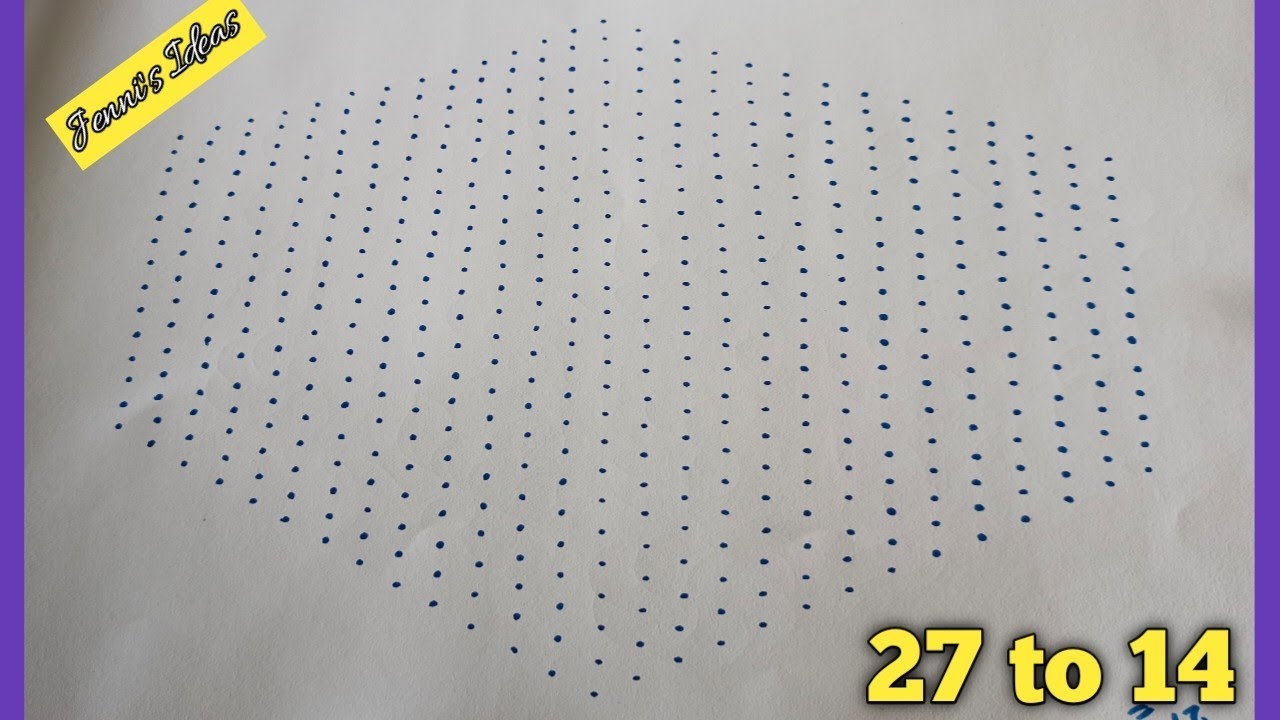 27 to 14 dots big rose🌹 flower rangoli|27 dots star ⭐ kolam|big competition rangoli|festival rangoli