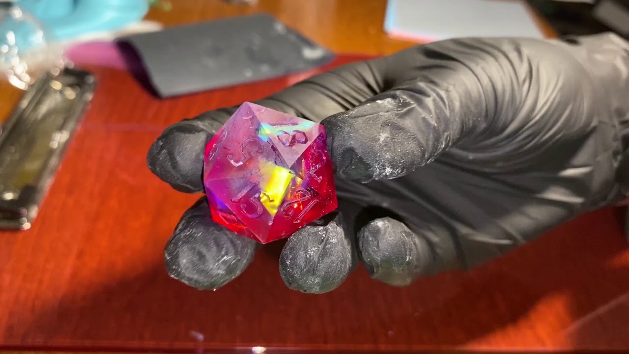 Sanding, Polishing, and Inking unfinished sprue dice