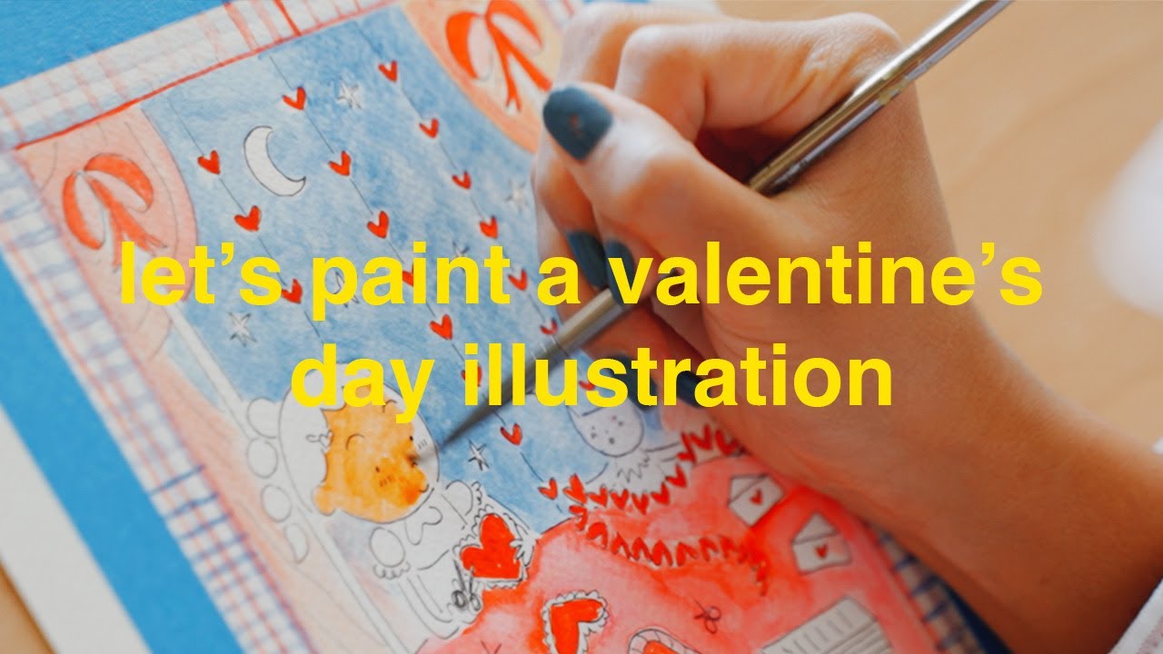 [asmr vlog] creating a valentine's day illustration 💝 sketching for an olympics inspired drawing ❄️