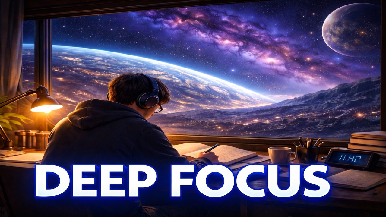 1 Hour Space Piano 🚀 Deep Focus Study Music | Pomodoro Timer for Concentration