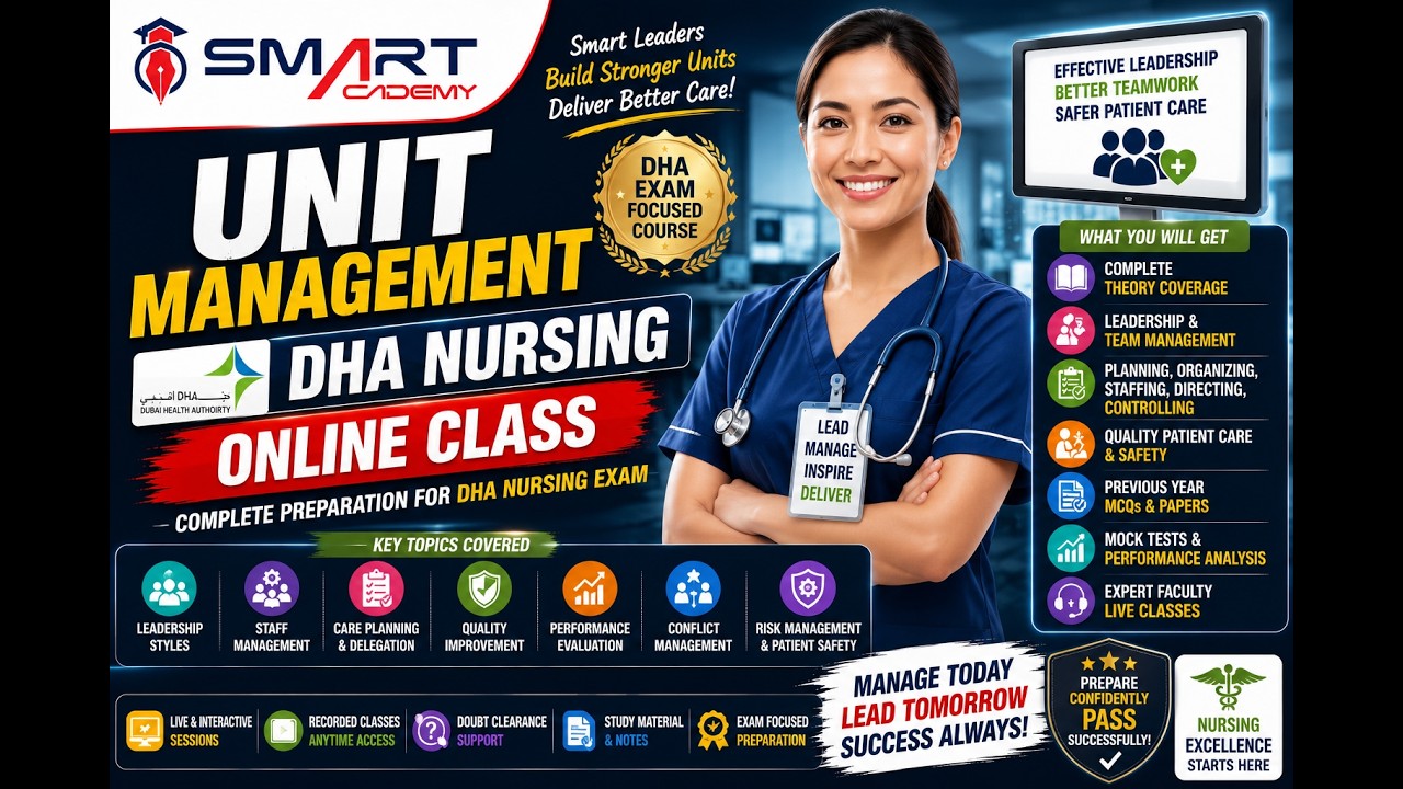 Unit Management DHA Nursing Online Class | Smart Academy | DHA Nursing Exam Preparation