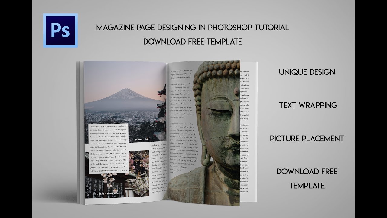 Magazine Page Designing in Photoshop Tutorial | Download Free Template