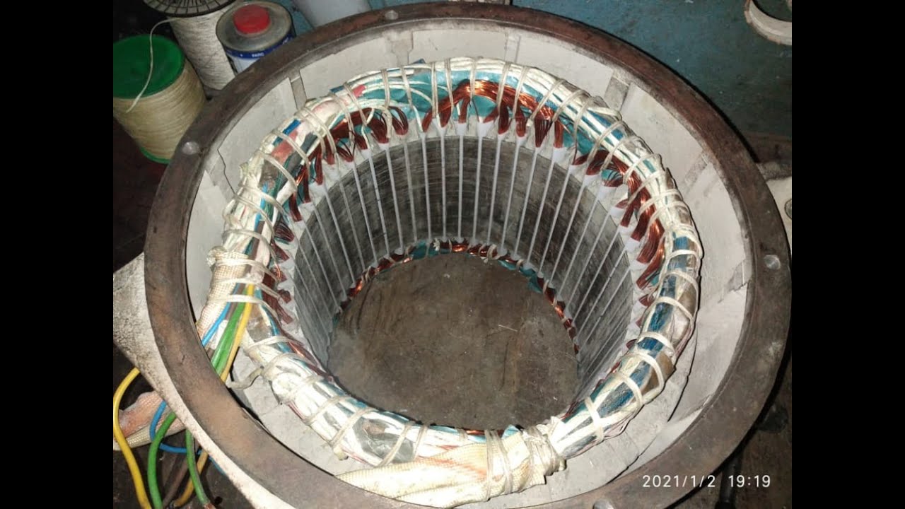 طريقة لف مع الشرح مولدة 3 فاز 48 مجرى 50kw   أربعة قطب نوع صيني فحمات