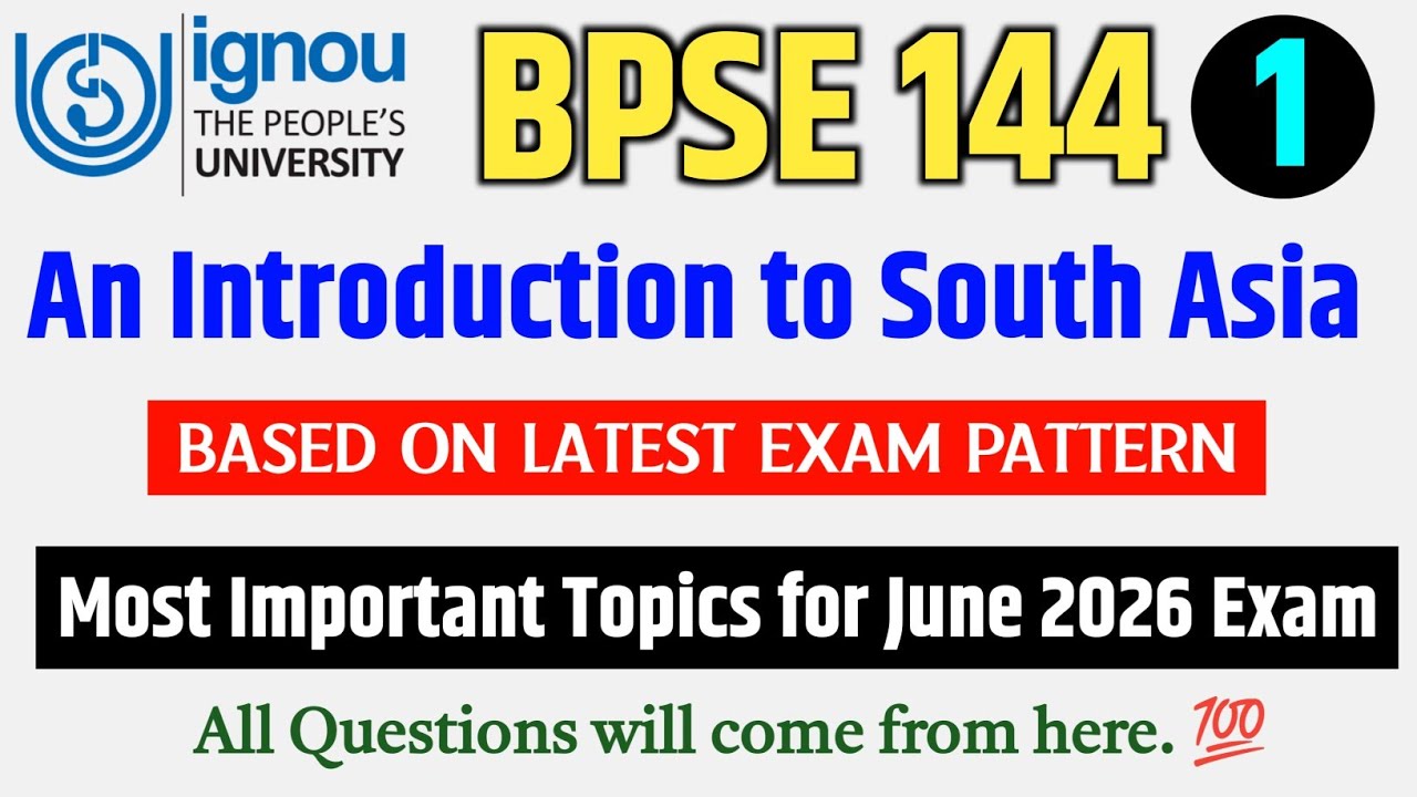 BPSE 144 Important Questions June 2026 Exam in English | IGNOU BPSE 144 Question Paper June 2026