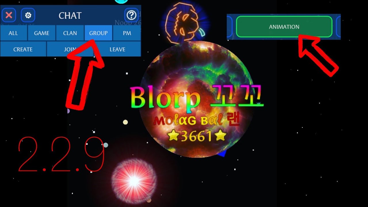 Nebulous Update 2.2.9 - Gif Skin level 1150, Blob name animations, Group Chats