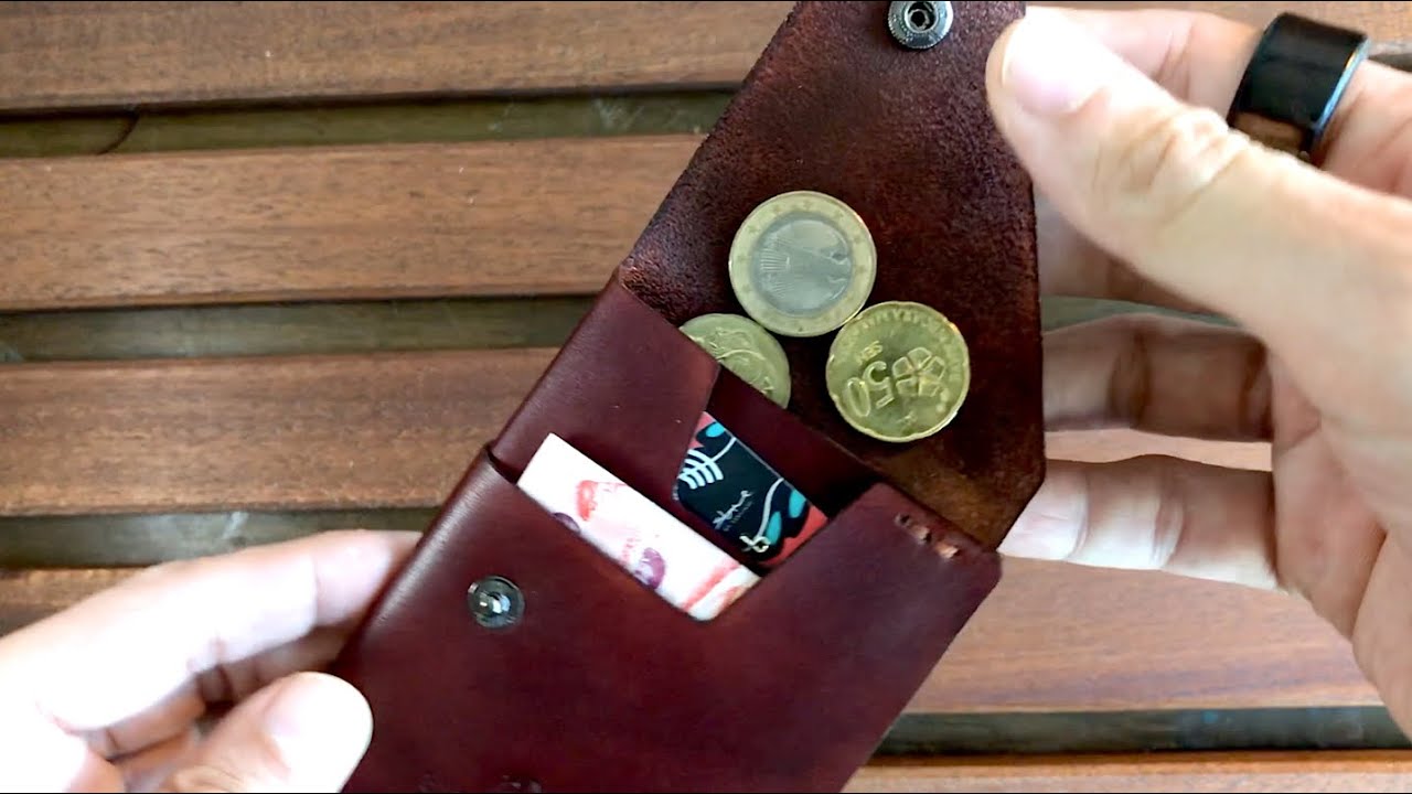 Best minimalist leather wallet! Cash, coins and cards. Unique design. Practical!
