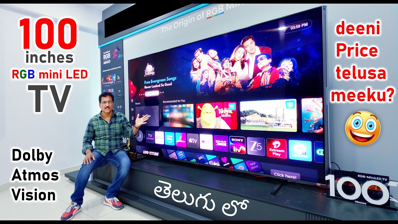 100 inches RGB mini LED Smart TV Unboxing in Telugu 😱 in Telugu...