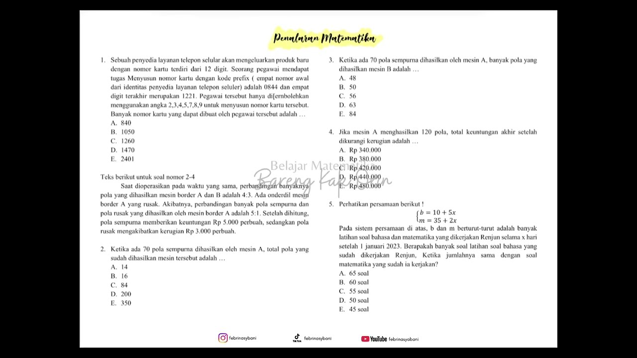 BAHAS SOAL PENALARAN MATEMATIKA [PART 2]
