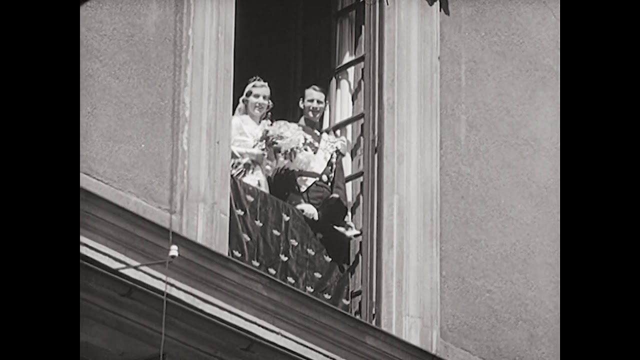 Prinsessan Ingrids bröllop(1935)ilder från vigselakten samt festligheterna på stan efteråt.