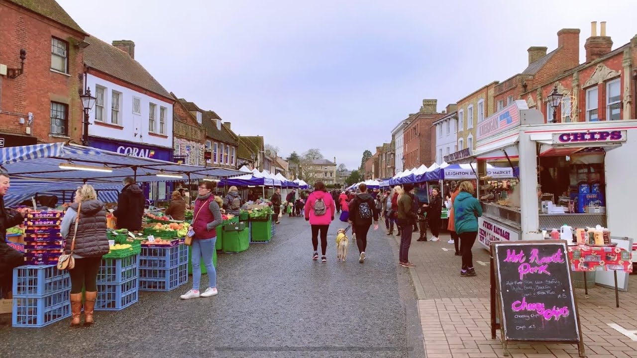 Extended Walk to Leighton Buzzard Market Town Centre, Bedfordshire England