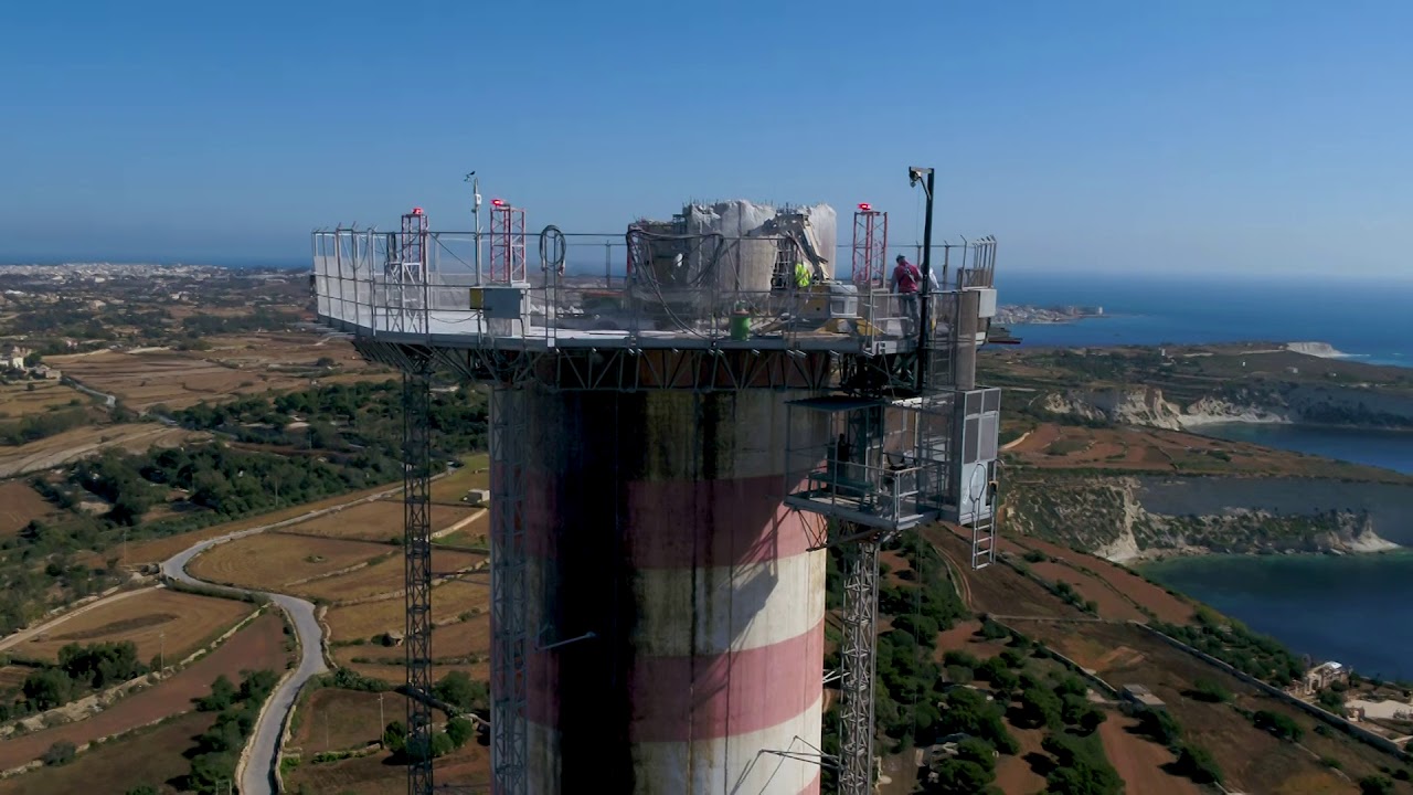 Dismantling of Delimara chimney 2018