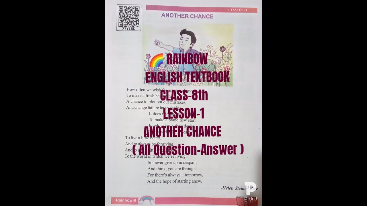 Rainbow English Text book Class-8th Lesson-1 ANOTHER CHANCE -Exercise Questions & Answer