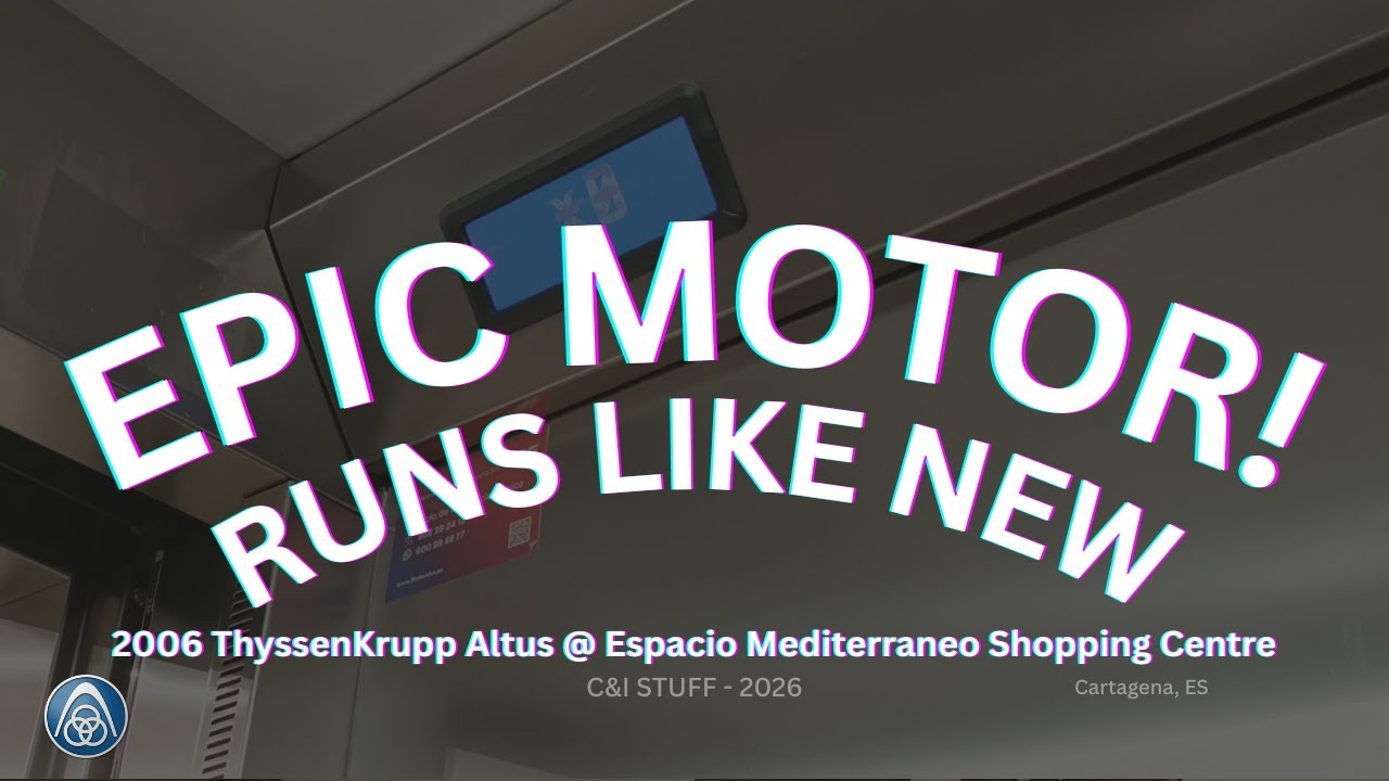 EPIC MOTOR! 2006 ThyssenKrupp Altus lift @ H&M Espacio Mediterraneo Shopping Centre - Cartagena, ES
