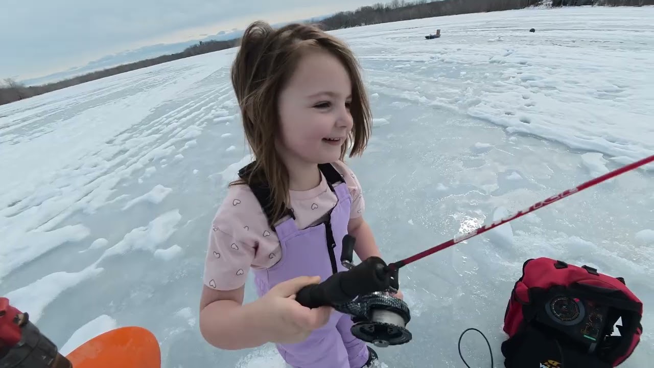 Taking our 3 Year Old Ice Fishing on a Perfect Maine Day!