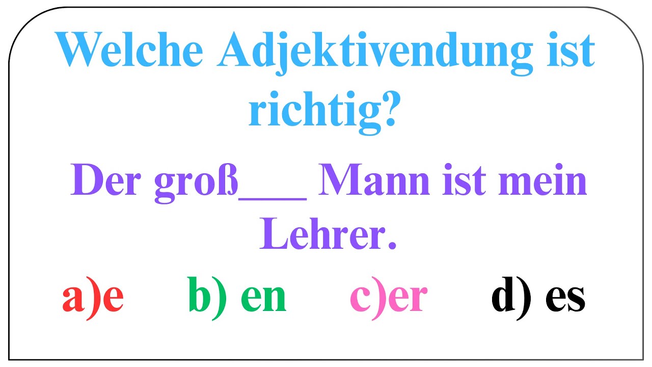 Adjektivendungen nach der/die/das | A1 - A2 |😵|| German Grammar Quiz ||1-