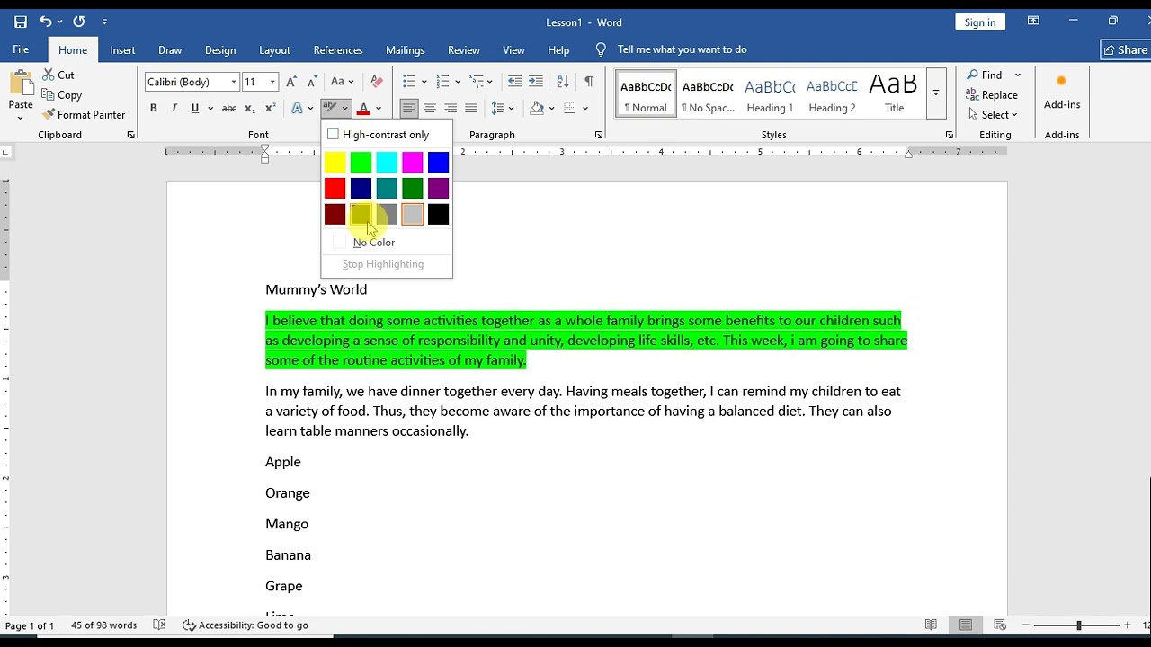 Formatting the Text Part 2