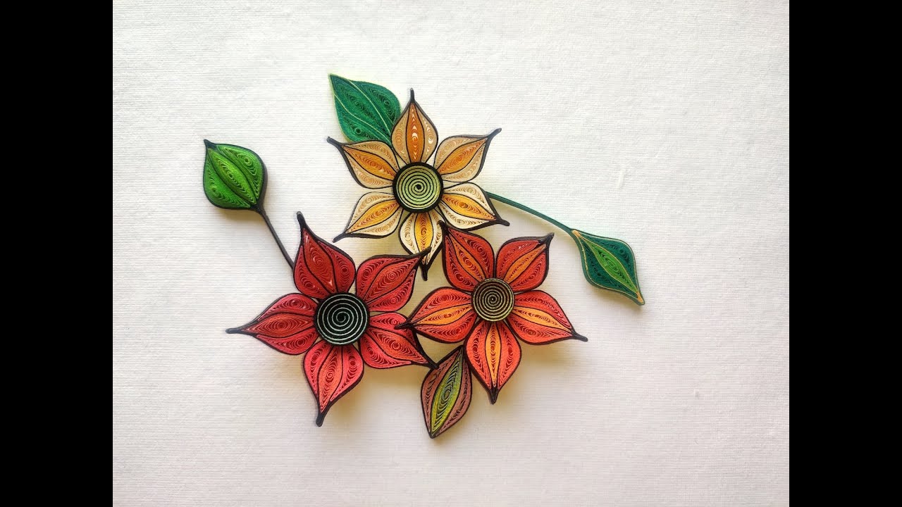 Big twirling pointy quilling flowers in 3D