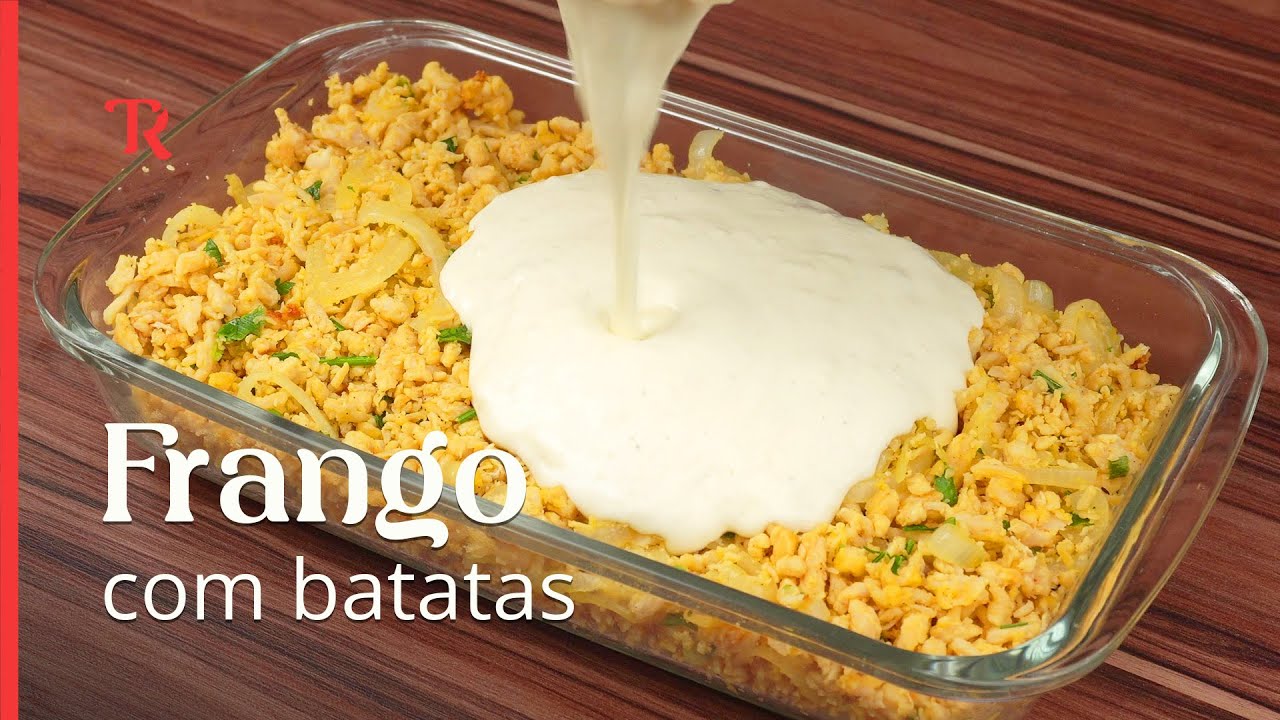 Aprenda a fazer esse frango desfiado com batatas ao forno, &eacute; perfeito para o seu almo&ccedil;o ou jantar!