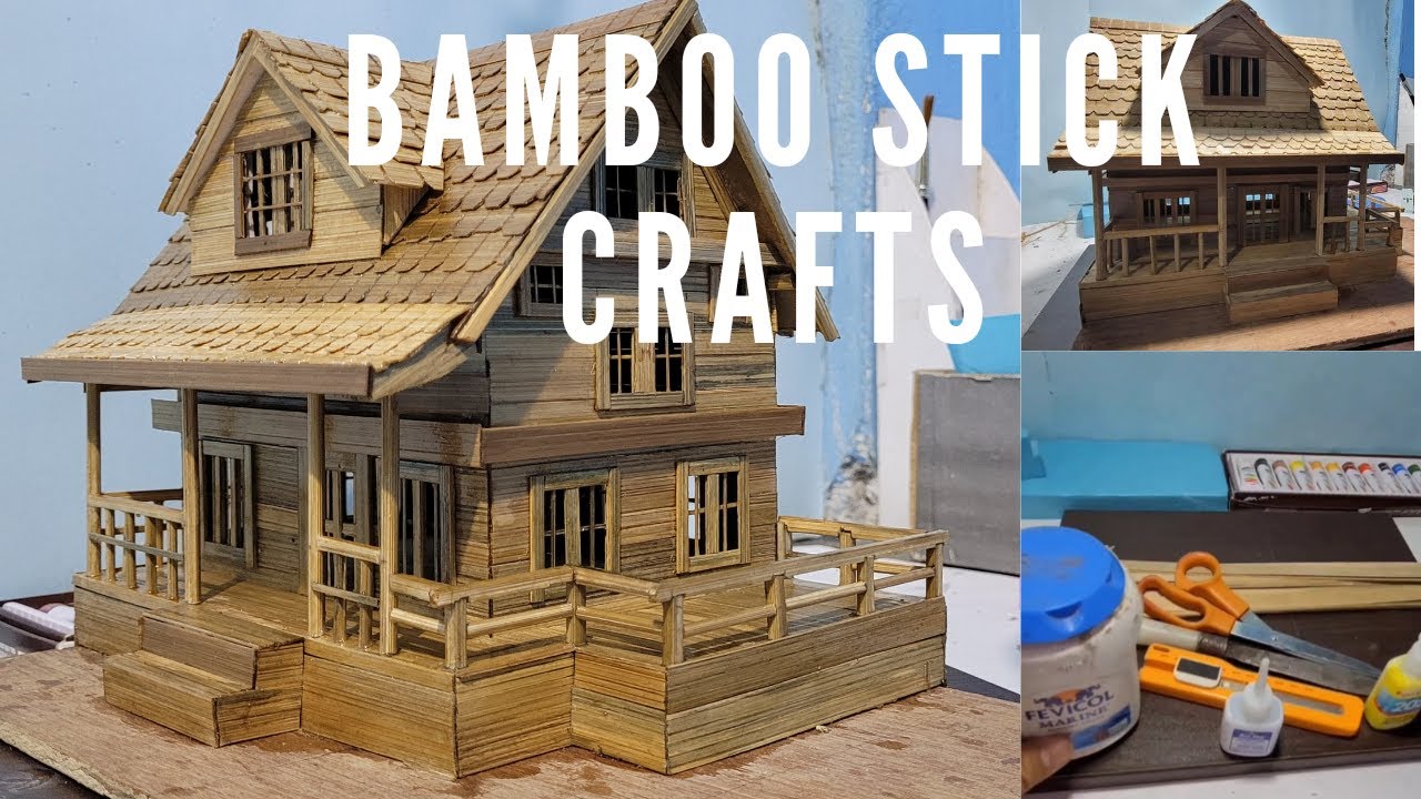 home made bomboo  craft simple bamboo house design ideas (bamboo stick house craft)