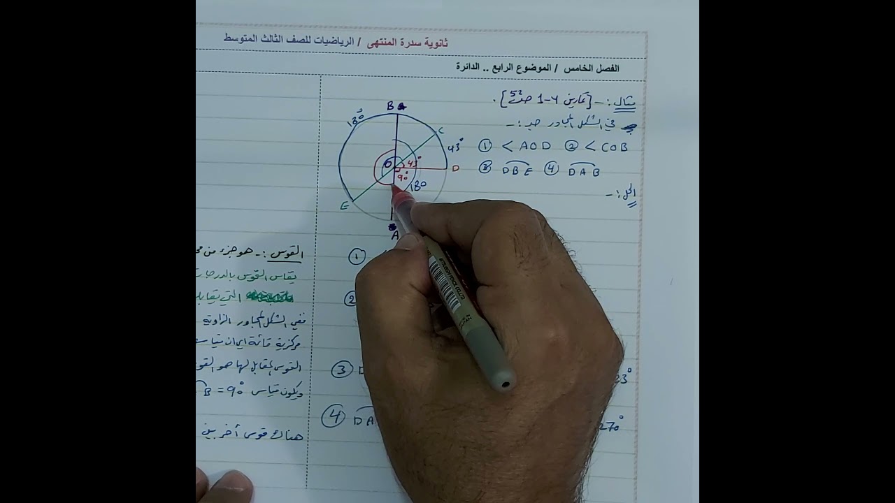 الفصل الخامس / الموضوع الرابع.. الدائرة.رياضيات ثالث متوسط ..حسن الحسناوي
