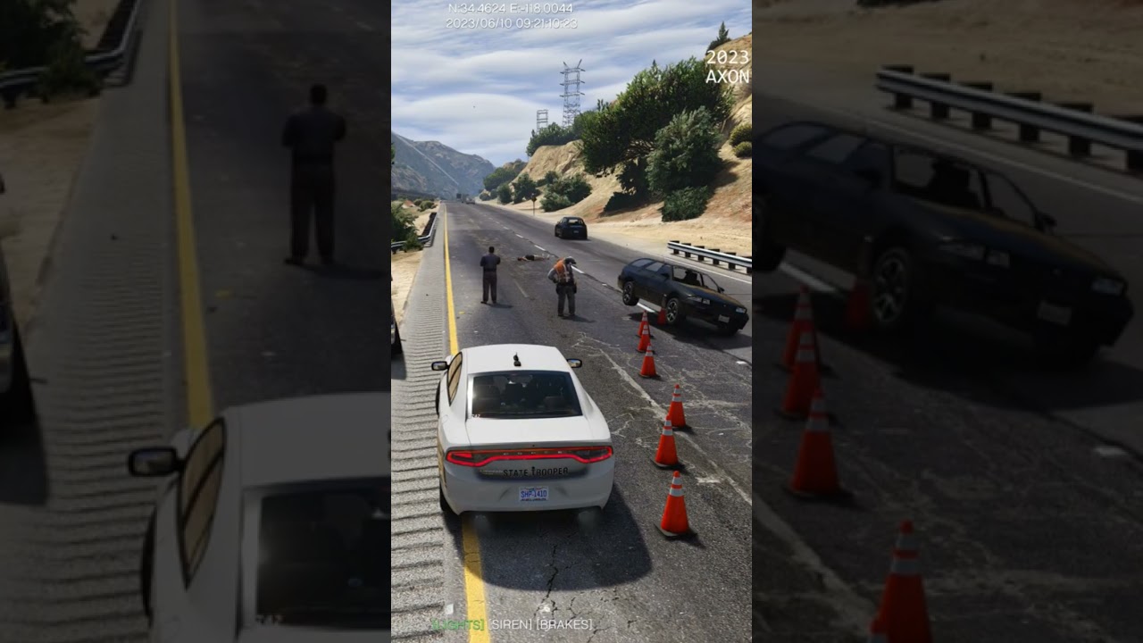 One Strong Construction Cone and no seat belt !!! LSPDFR #gta5 #lspdfr #speeding