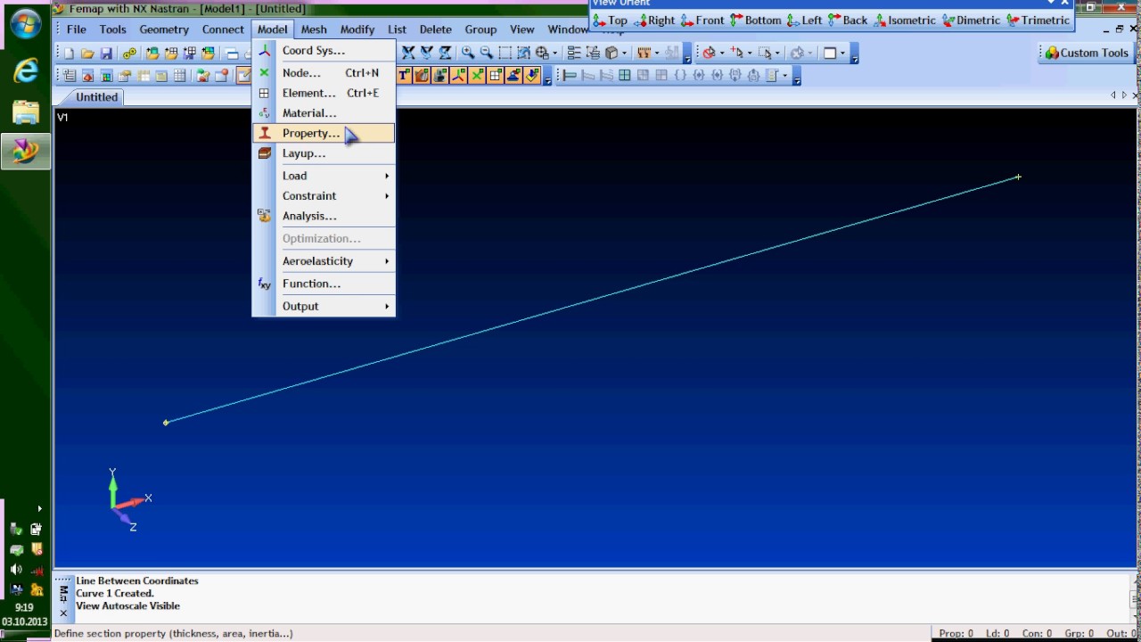 FEMAP WITH NASTRAN Вступление, балка на двух опорах