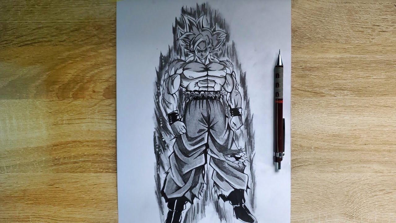 How to Draw Goku Mastered ultra instinct [full body] | pencil sketch