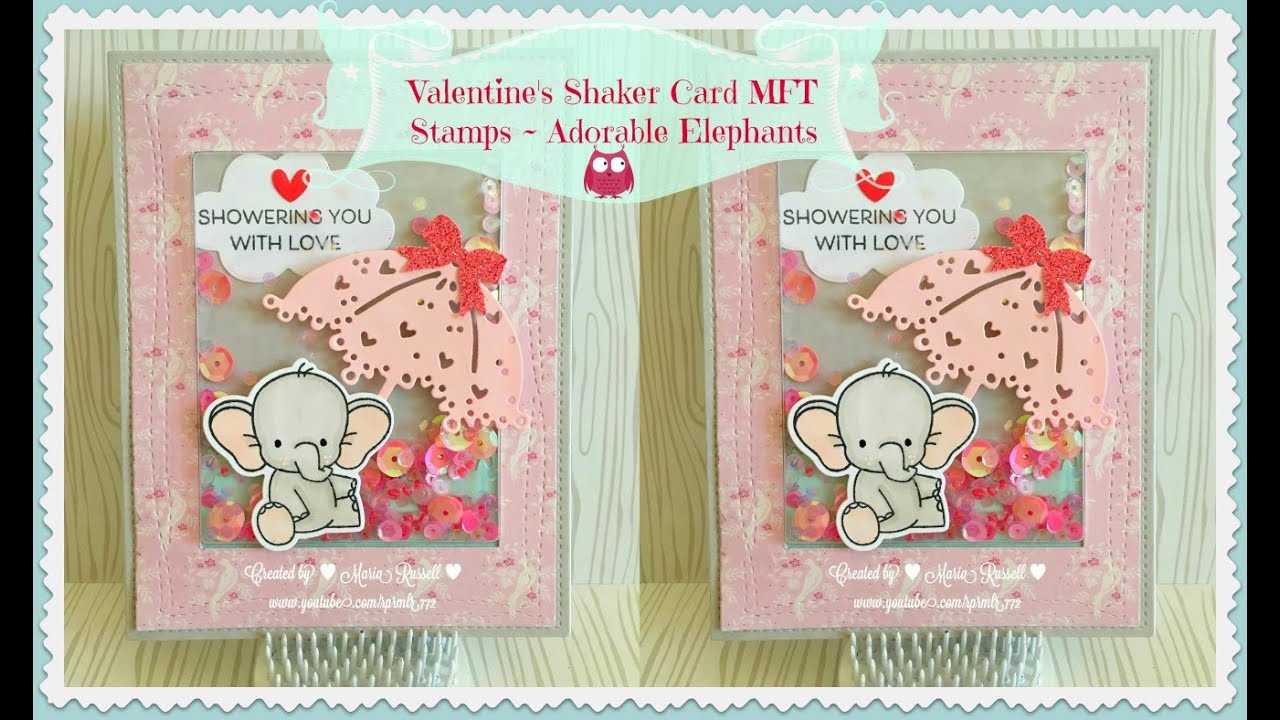 Valentine Shaker Card~Adorable Elephants [Process Video]