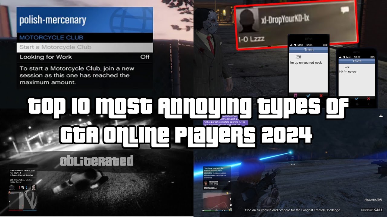 Top 10 Most Annoying And Toxic Types Of GTA Online Players 2024