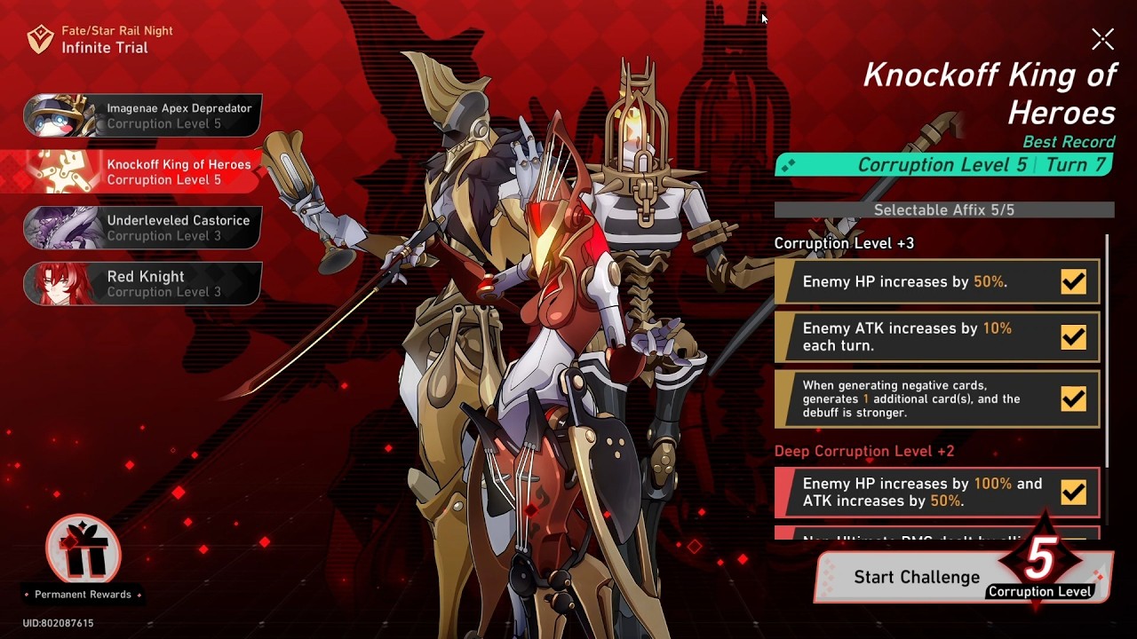 Fate / Star Rail Night - Infinite Trial: Knockoff King of Heroes Corruption Level 5 | HSR